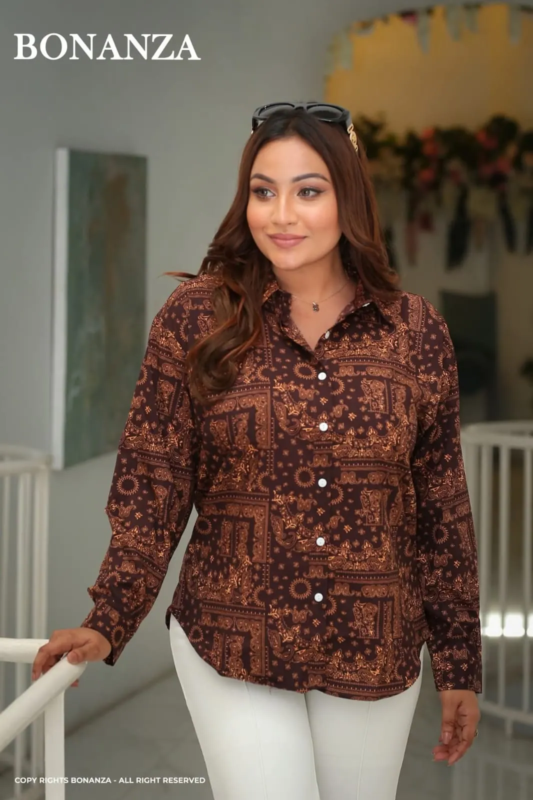 Brown Paisley Printed Maza Shirt