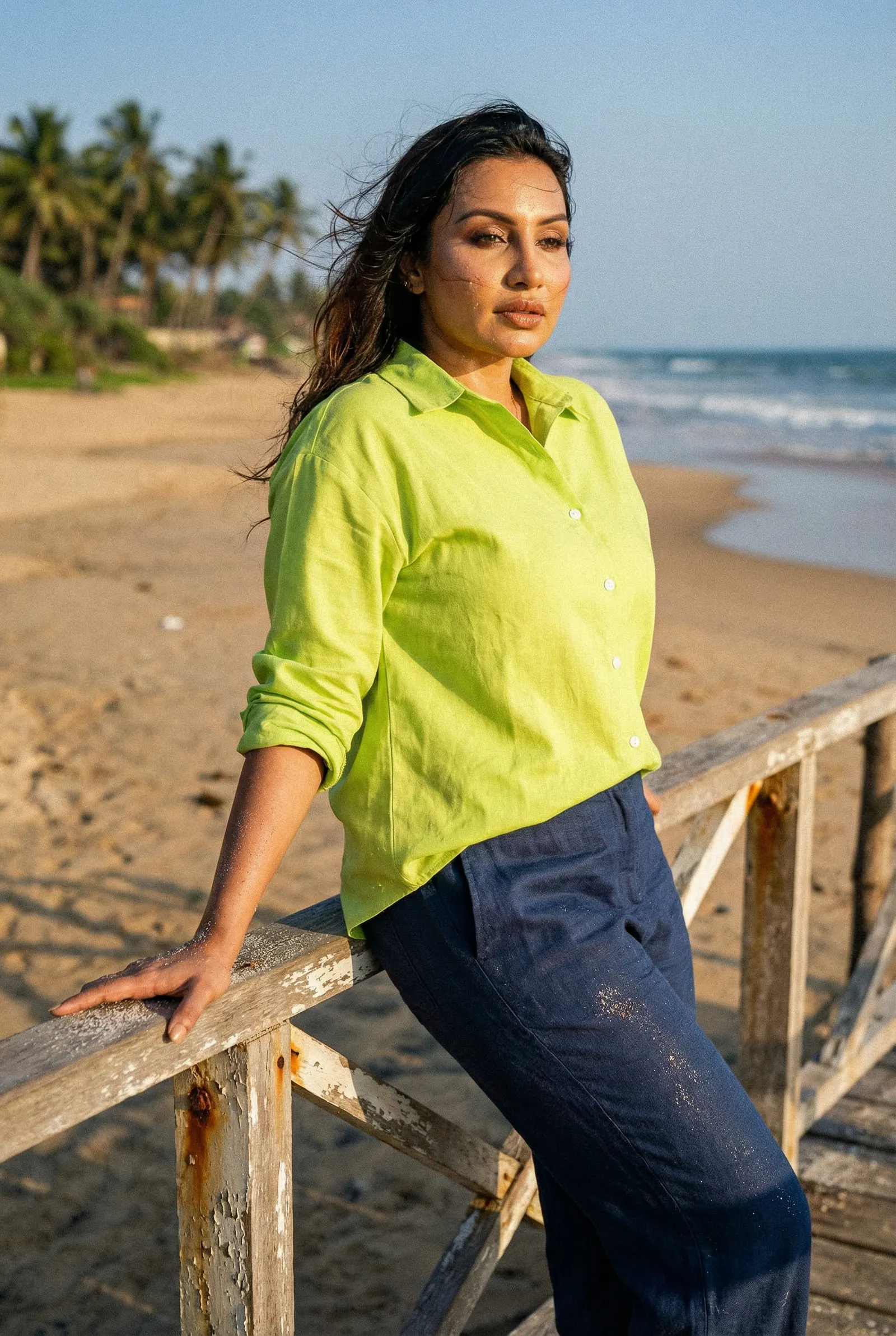 Pure Cotton Linen Oversize Shirt for Women BONANZA Clothing Sri Lanka